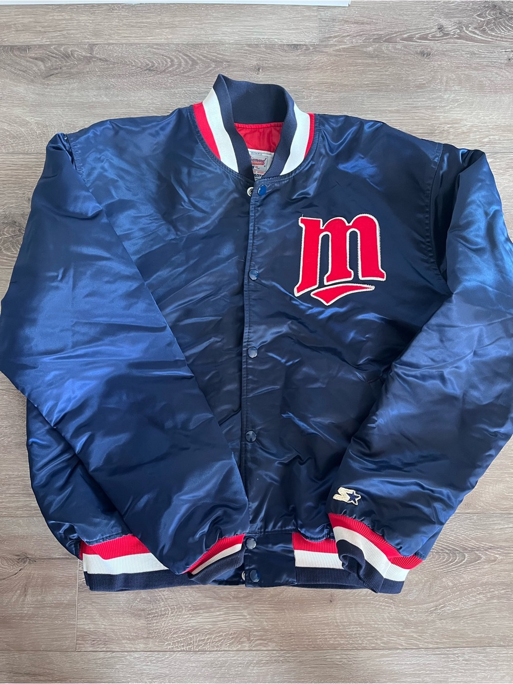 Diamond Collection Baseball STARTER Navy Bomber Jacket with Red 'M' Patch